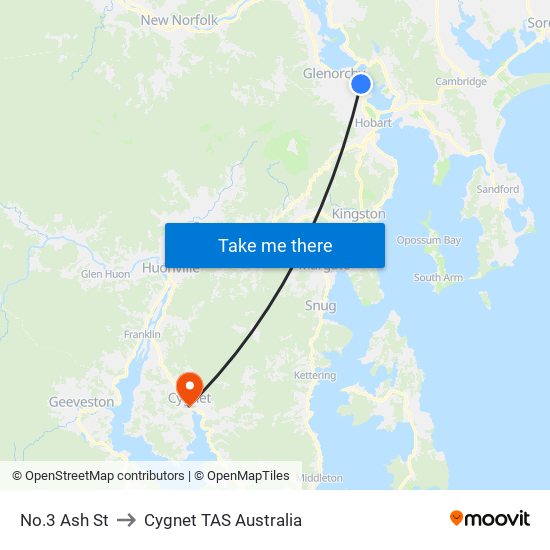 No.3 Ash St to Cygnet TAS Australia map