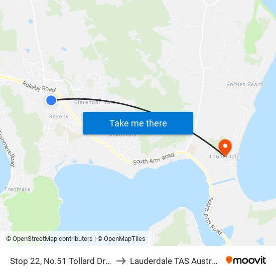 Stop 22, No.51 Tollard Drive to Lauderdale TAS Australia map