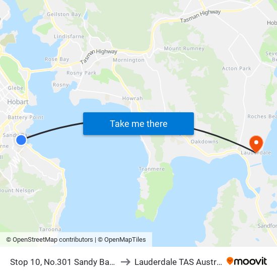 Stop 10, No.301 Sandy Bay Rd to Lauderdale TAS Australia map