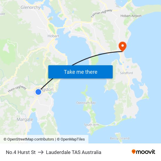 No.4 Hurst St to Lauderdale TAS Australia map