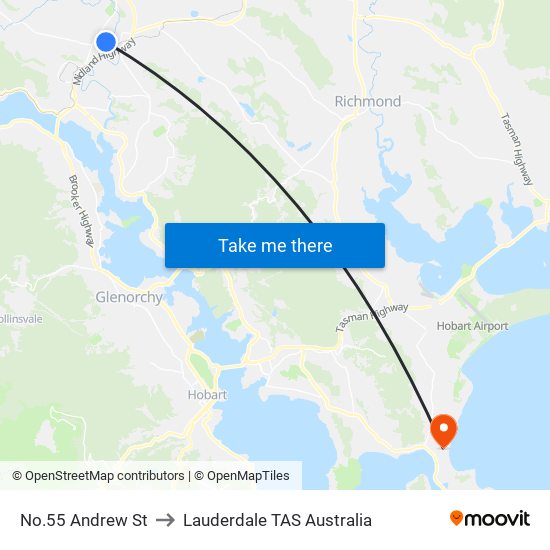 No.55 Andrew St to Lauderdale TAS Australia map