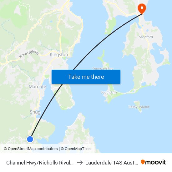 Channel Hwy/Nicholls Rivulet Rd to Lauderdale TAS Australia map