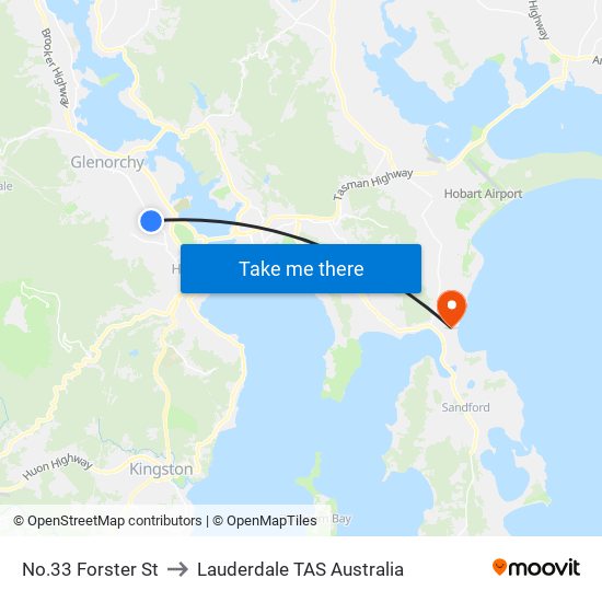 No.33 Forster St to Lauderdale TAS Australia map