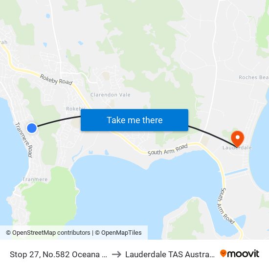 Stop 27, No.582 Oceana Dr to Lauderdale TAS Australia map