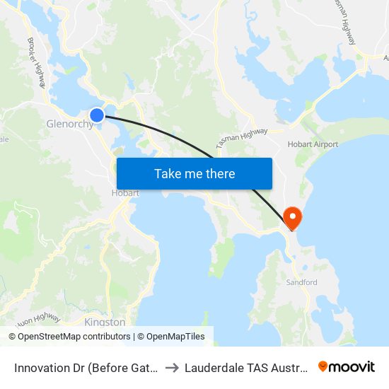 Innovation Dr (Before Gates) to Lauderdale TAS Australia map