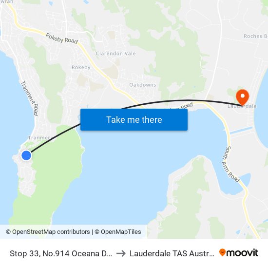 Stop 33, No.914 Oceana Drive to Lauderdale TAS Australia map