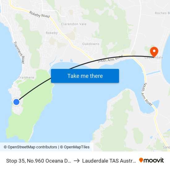 Stop 35, No.960 Oceana Drive to Lauderdale TAS Australia map