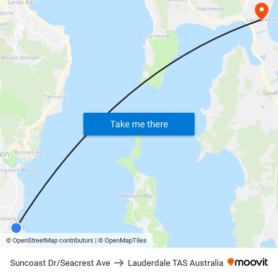 Suncoast Dr/Seacrest Ave to Lauderdale TAS Australia map