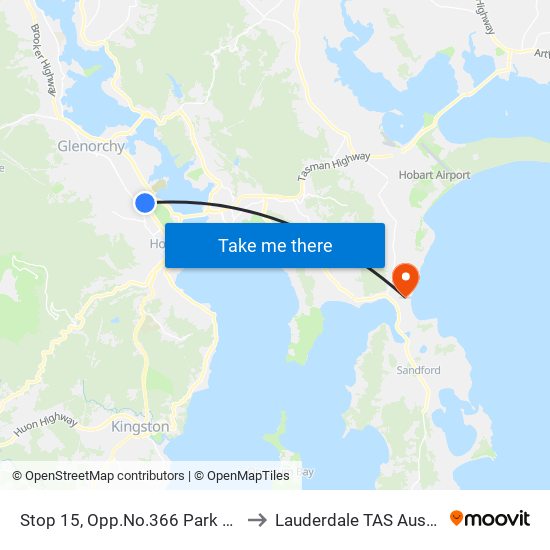 Stop 15, Opp.No.366 Park Street to Lauderdale TAS Australia map