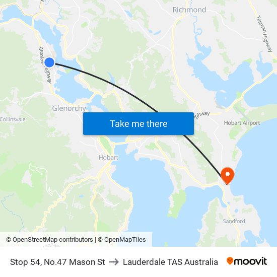 Stop 54, No.47 Mason St to Lauderdale TAS Australia map