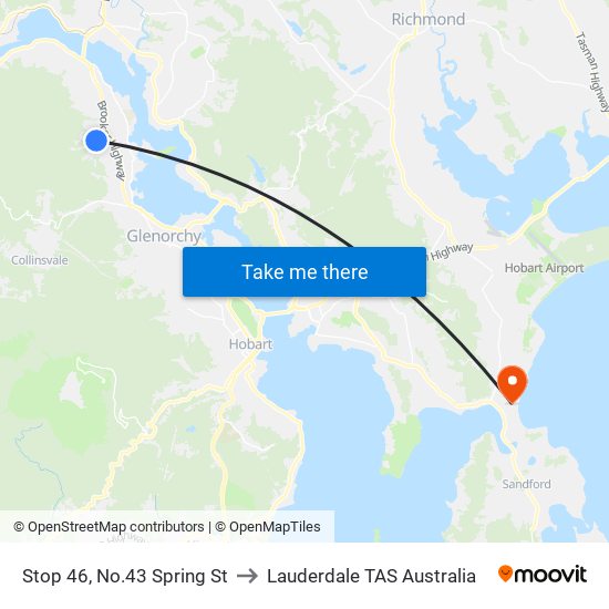 Stop 46, No.43 Spring St to Lauderdale TAS Australia map