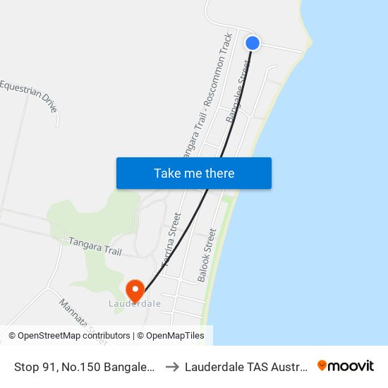 Stop 91, No.150 Bangalee St to Lauderdale TAS Australia map