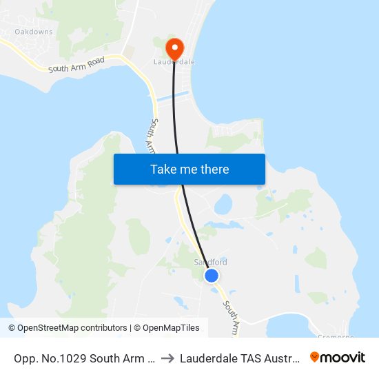 Opp. No.1029 South Arm Rd to Lauderdale TAS Australia map