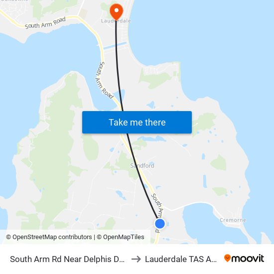 South Arm Rd Near Delphis Dr Junction to Lauderdale TAS Australia map