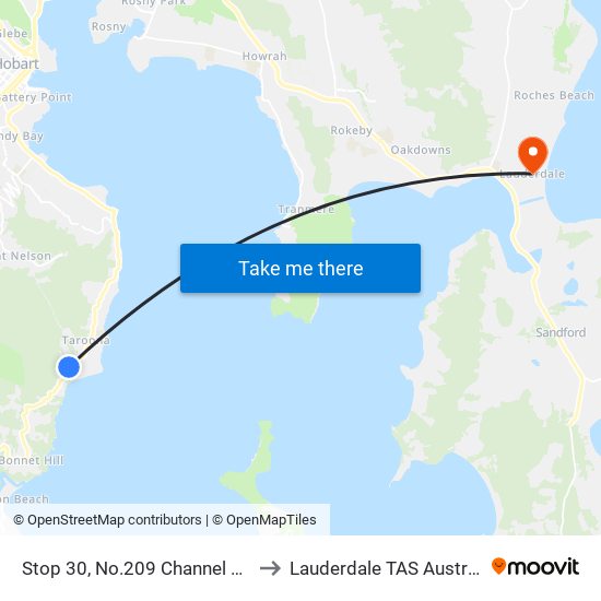 Stop 30, No.209 Channel Hwy to Lauderdale TAS Australia map