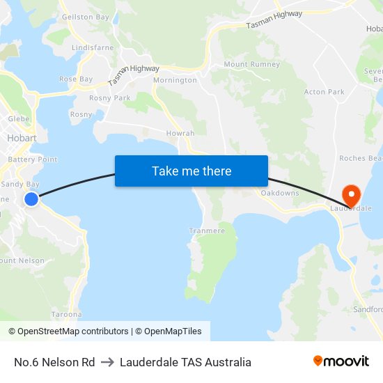 No.6 Nelson Rd to Lauderdale TAS Australia map