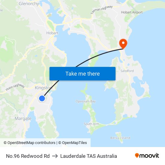 No.96 Redwood Rd to Lauderdale TAS Australia map