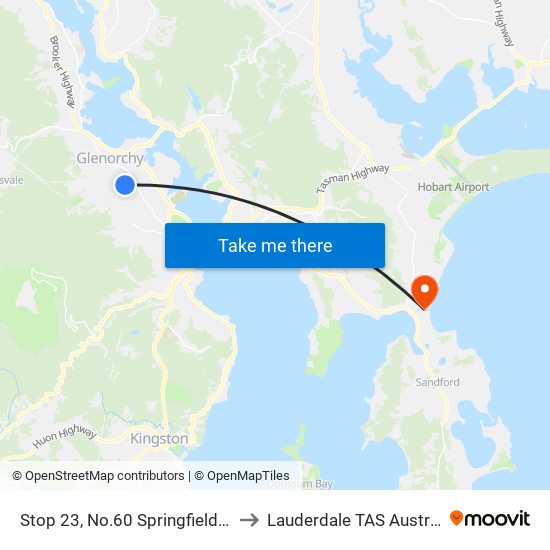 Stop 23, No.60 Springfield Ave to Lauderdale TAS Australia map