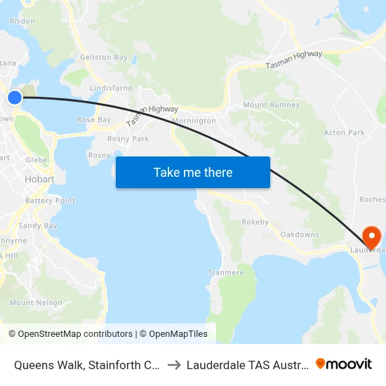 Queens Walk, Stainforth Court to Lauderdale TAS Australia map