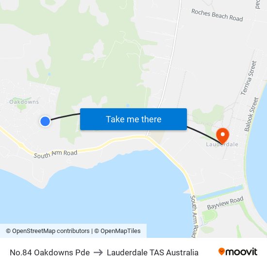 No.84 Oakdowns Pde to Lauderdale TAS Australia map