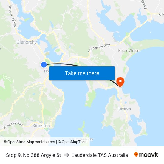 Stop 9, No.388 Argyle St to Lauderdale TAS Australia map