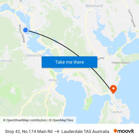 Stop 42, No.174 Main Rd to Lauderdale TAS Australia map