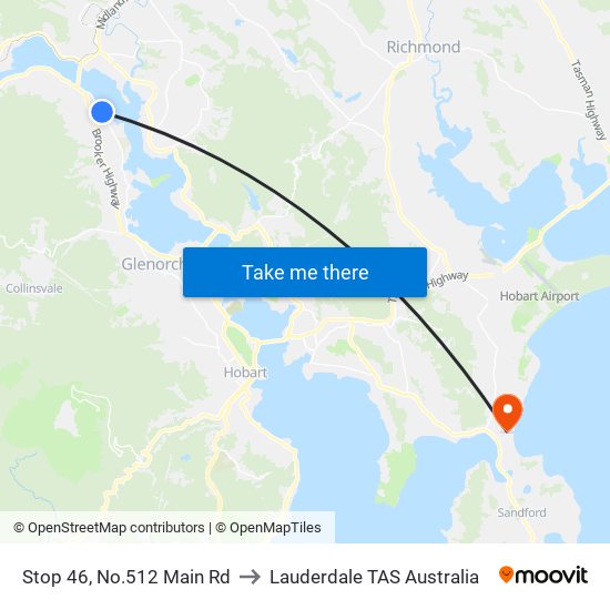 Stop 46, No.512 Main Rd to Lauderdale TAS Australia map