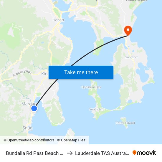 Bundalla Rd Past Beach Rd to Lauderdale TAS Australia map
