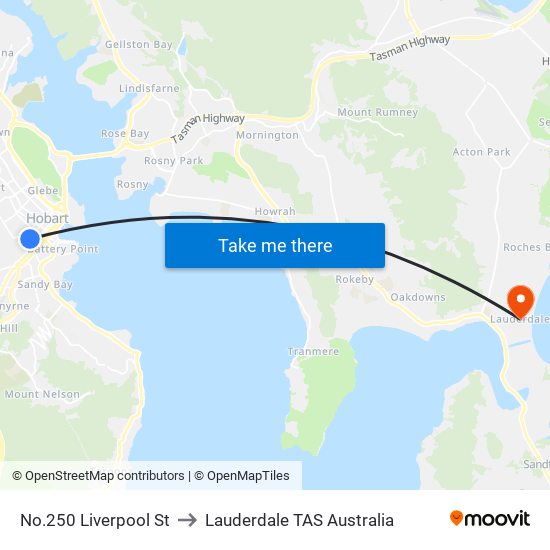 No.250 Liverpool St to Lauderdale TAS Australia map