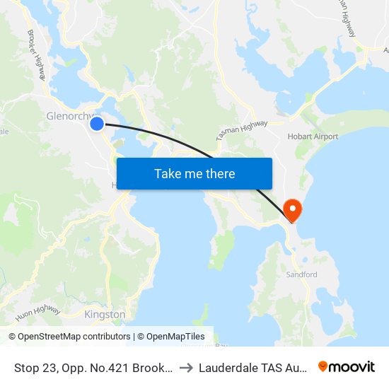Stop 23, Opp. No.421 Brooker Hwy to Lauderdale TAS Australia map