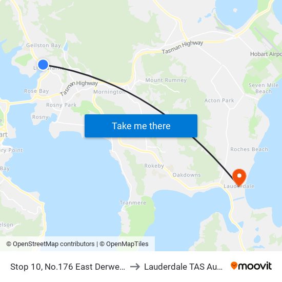 Stop 10, No.176 East Derwent Hwy to Lauderdale TAS Australia map