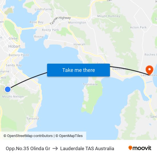 Opp.No.35 Olinda Gr to Lauderdale TAS Australia map