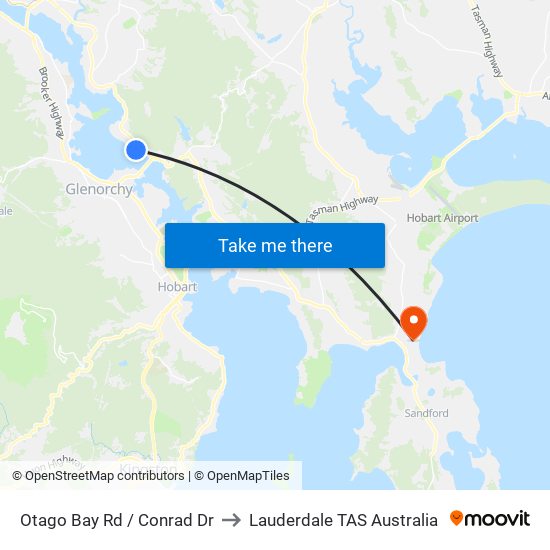 Otago Bay Rd / Conrad Dr to Lauderdale TAS Australia map