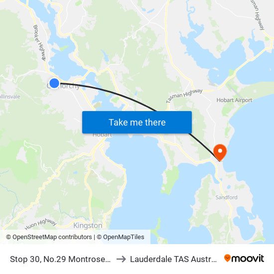 Stop 30, No.29 Montrose Rd to Lauderdale TAS Australia map