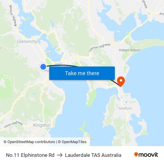 No.11 Elphinstone Rd to Lauderdale TAS Australia map