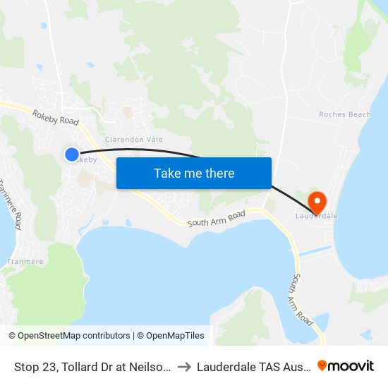 Stop 23, Tollard Dr at Neilson Park to Lauderdale TAS Australia map