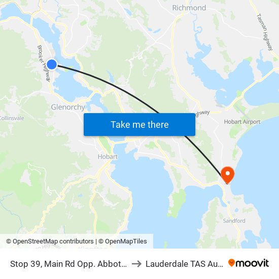 Stop 39, Main Rd Opp. Abbotsfield Rd to Lauderdale TAS Australia map