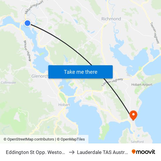 Eddington St Opp. Weston Pl to Lauderdale TAS Australia map