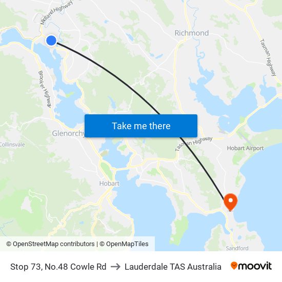 Stop 73, No.48 Cowle Rd to Lauderdale TAS Australia map