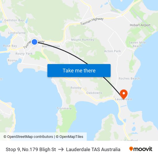 Stop 9, No.179 Bligh St to Lauderdale TAS Australia map