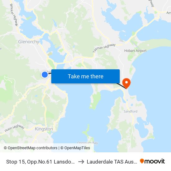 Stop 15, Opp.No.61 Lansdowne Cr to Lauderdale TAS Australia map