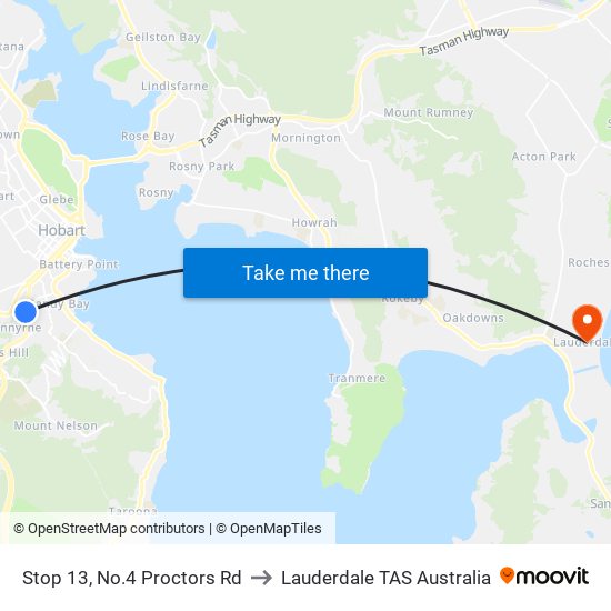 Stop 13, No.4 Proctors Rd to Lauderdale TAS Australia map