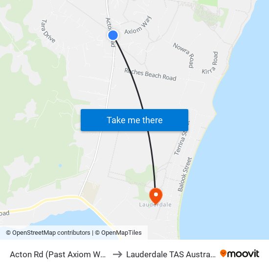 Acton Rd (Past Axiom Way) to Lauderdale TAS Australia map