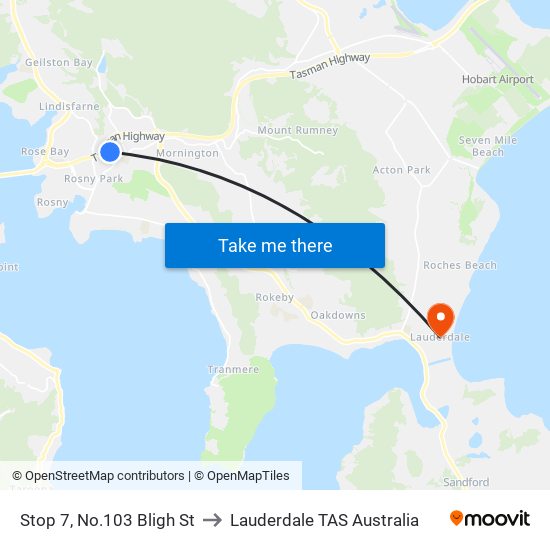 Stop 7, No.103 Bligh St to Lauderdale TAS Australia map