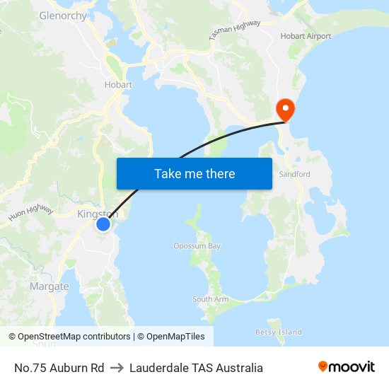 No.75 Auburn Rd to Lauderdale TAS Australia map