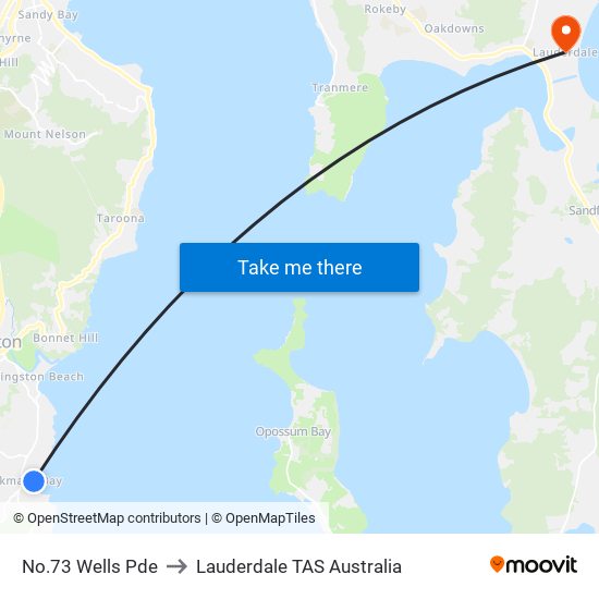 No.73 Wells Pde to Lauderdale TAS Australia map