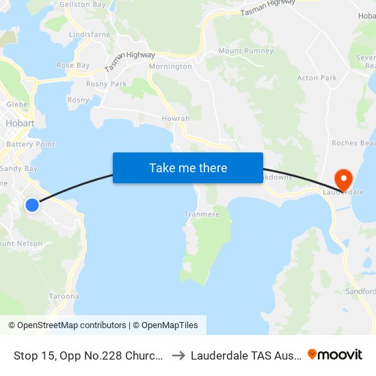 Stop 15, Opp No.228 Churchill Ave to Lauderdale TAS Australia map