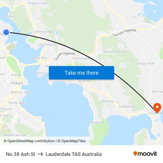 No.38 Ash St to Lauderdale TAS Australia map