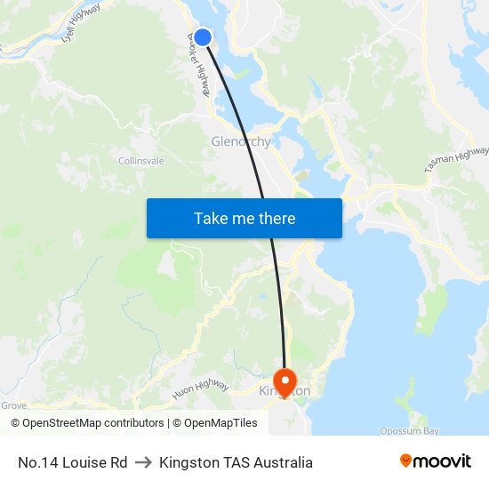 No.14 Louise Rd to Kingston TAS Australia map