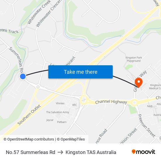 No.57 Summerleas Rd to Kingston TAS Australia map